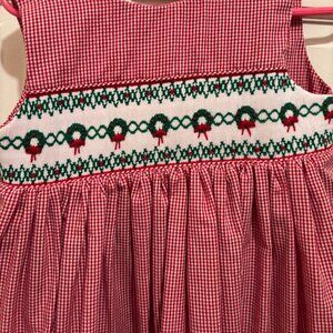 Christmas Wreath Smocked Dress (matching 2T available)